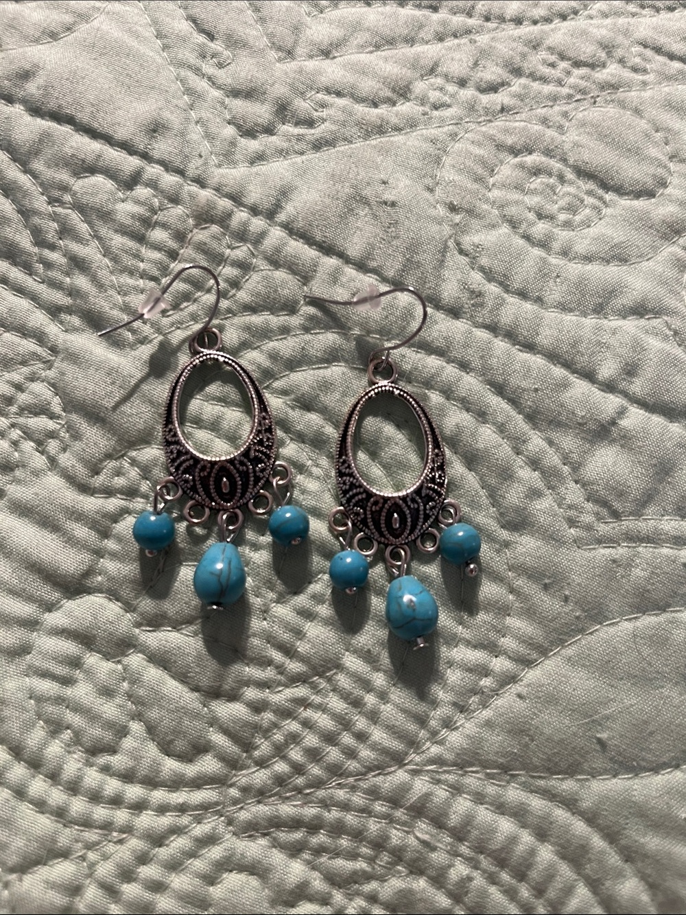 Silver Boho Turquoise Dangle Earrings - Women Jewelry